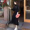 Autumn Winter New Korean Style Long Sleeve Women's Fashion Turtleneck Warm Long Maxi Knitting Pullover Sweater Dresses With Belt