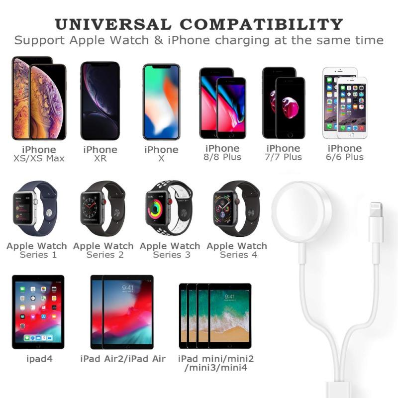 Беспроводное зарядное устройство 2 в 1 для Apple Watch Series 1 2 3 4 USB-магнитный зарядный кабель длиной 3,3 фута/1 метр