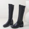 New Women Boots Zipper Thick High Heels Simple Fashion Thick High Heels Autumn Winter Woman Boots Knee High Botas