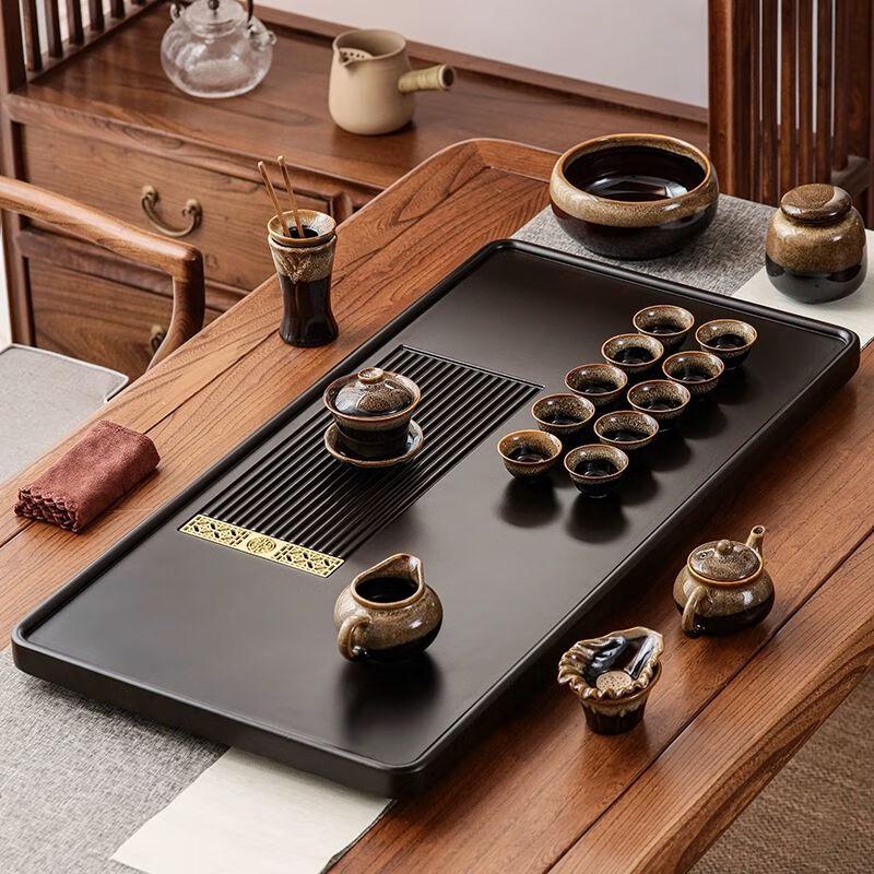 Традиционный китайский набор для чайной церемонии Кунг-фу с подносом и дренажем