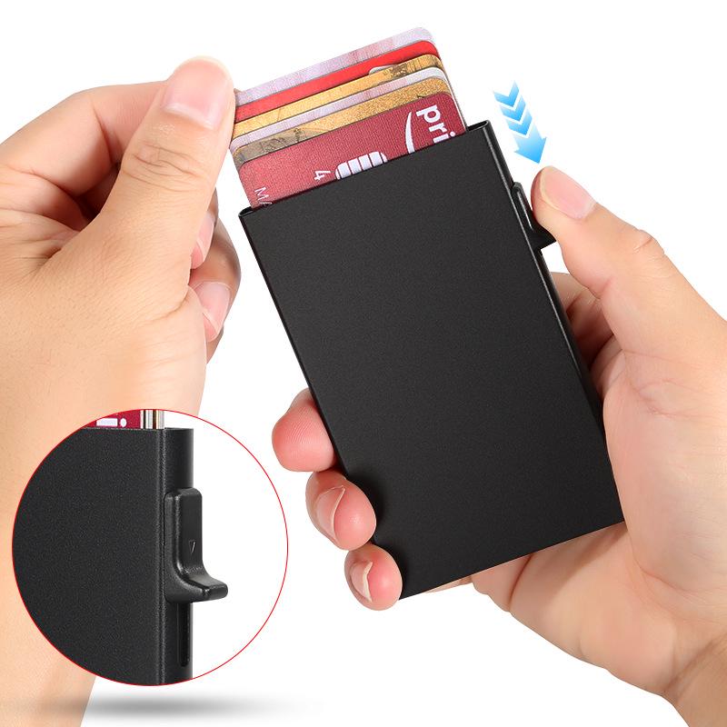 Ultra-Thin Metal Anti-Theft Card Holder for Men & Women – Pop-Up Sleeve & Anti-Demagnetization Case