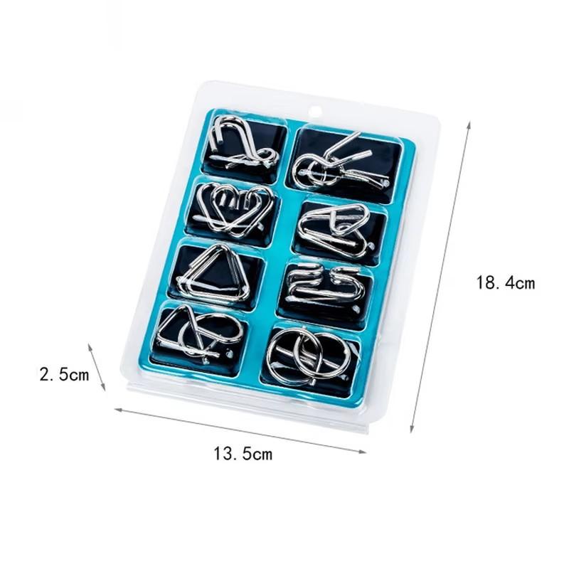 8Pcs/Set Metal Montessori Puzzle Wire IQ Mind Brain Teaser Puzzles Adults Interactive Game Reliever Educational Toys