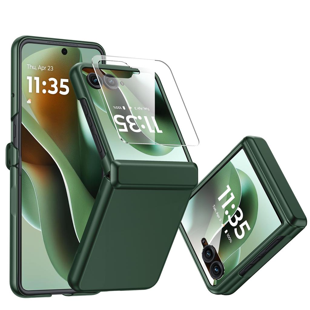 Для Motorola Razr 60 Ultra / Razr Ultra 2025 С защитой шарнира, Защитное стекло для экрана, Прочный противоударный чехол для всего корпуса, устойчивый к царапинам - Черный
