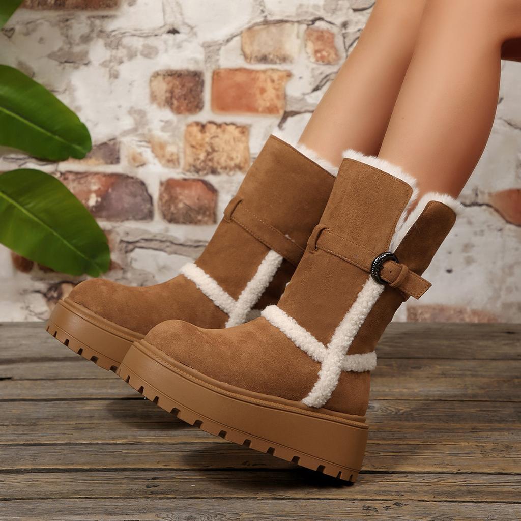 Складные сноубутсы на толстой подошве 2025 новая осень и зима утепленные толстой подошвой теплые короткие женские ботинки Северо-восточные хлопковые ботинки
