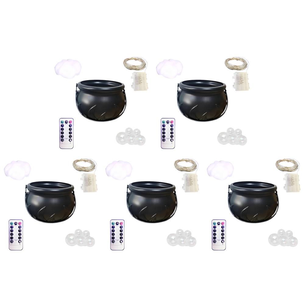 5-1sets Halloween Bubbling Cauldron Set Witch Pot Plastic Bowl for Home Kitchen Room Party Table Halloween Party Decorations