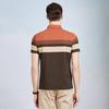 [Including Mulberry Silk] Color blocked striped short sleeved polo shirt for men's summer stretch and easy to maintain business casual T-shirt