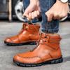 Мужские высокие кожаные ботинки Повседневные кроссовки Кожаная обувь ручной работы 39-46