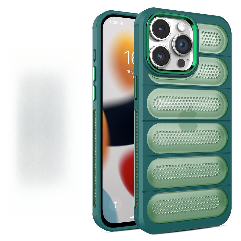 Подходит для iPhone16proMax Матовый Дышащий Отверстие для отвода тепла Чехол для мобильного телефона Apple 15 Противоударная Сетчатая Оболочка 14 Защитная Крышка