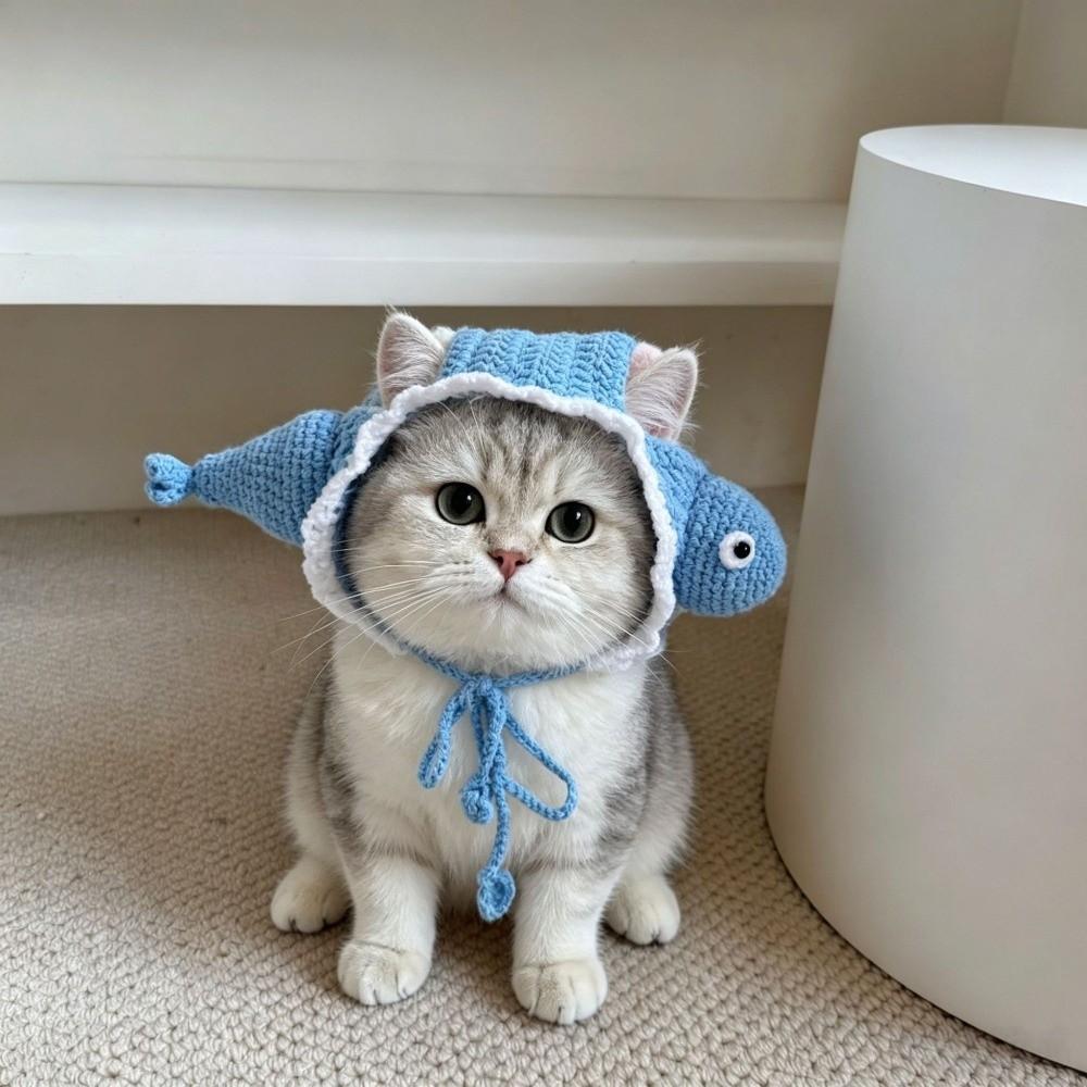 Breathable Cat Knitted Hat Warm Pet Cosplay Headwear Funny Winter Dog Cap Festival