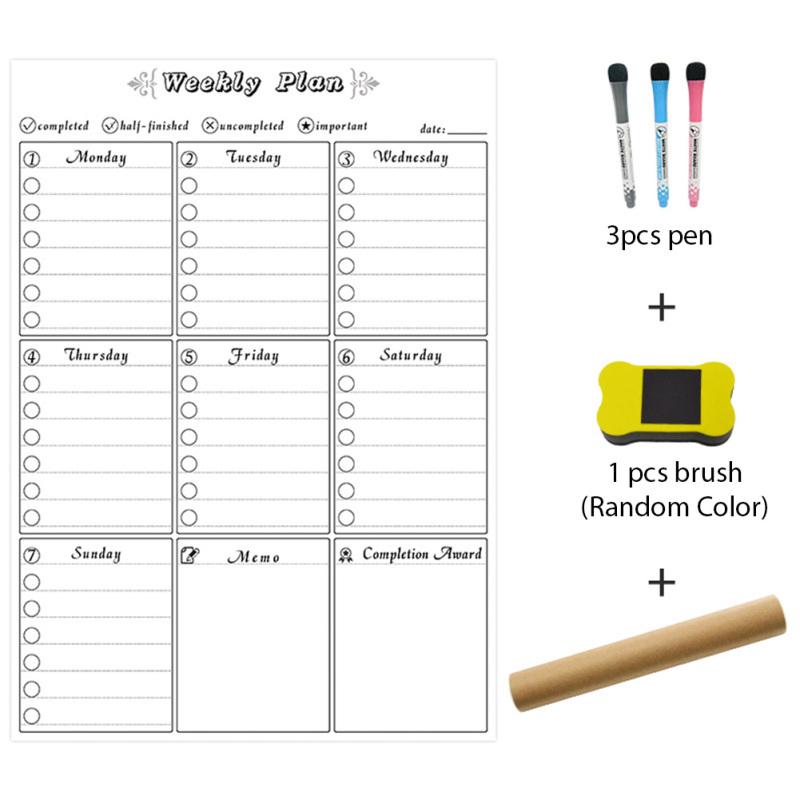 Магнитный календарь для сухого стирания, холодильник с 6 маркерами, магнитный список покупок, кухонный холодильник