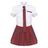 Женский костюм школьницы для косплея, 3 шт., школьная форма, рубашка с короткими рукавами, клетчатая юбка и комплект с галстуком