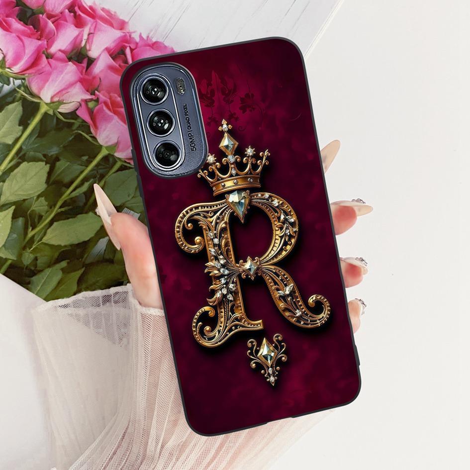 Case For Motorola Moto G62 5G G42 G32 G22 4G Cover Luxury Crown Letters Soft Black Silicone Shockproof Bumper on MotoG62 5G Capa