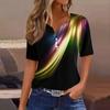 Women's T Shirt Tee Print Button Short Sleeve Daily Weekend Fashion Basic V- Neck Regular Top