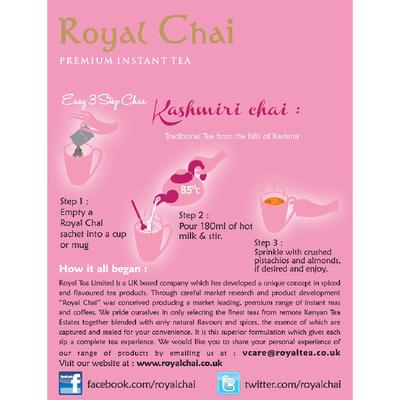 Royal Chai Премиальный Растворимый Чай Кашмирский Чай (Розовый чай) Подслащенный