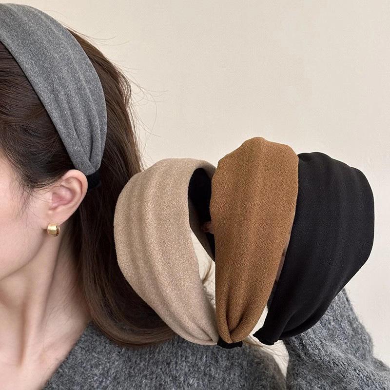 Vintage Solid Soft Hairband For Women Girls Sweet Headband Simple Hair Hoop Temperament Hair Band Hair Accessories