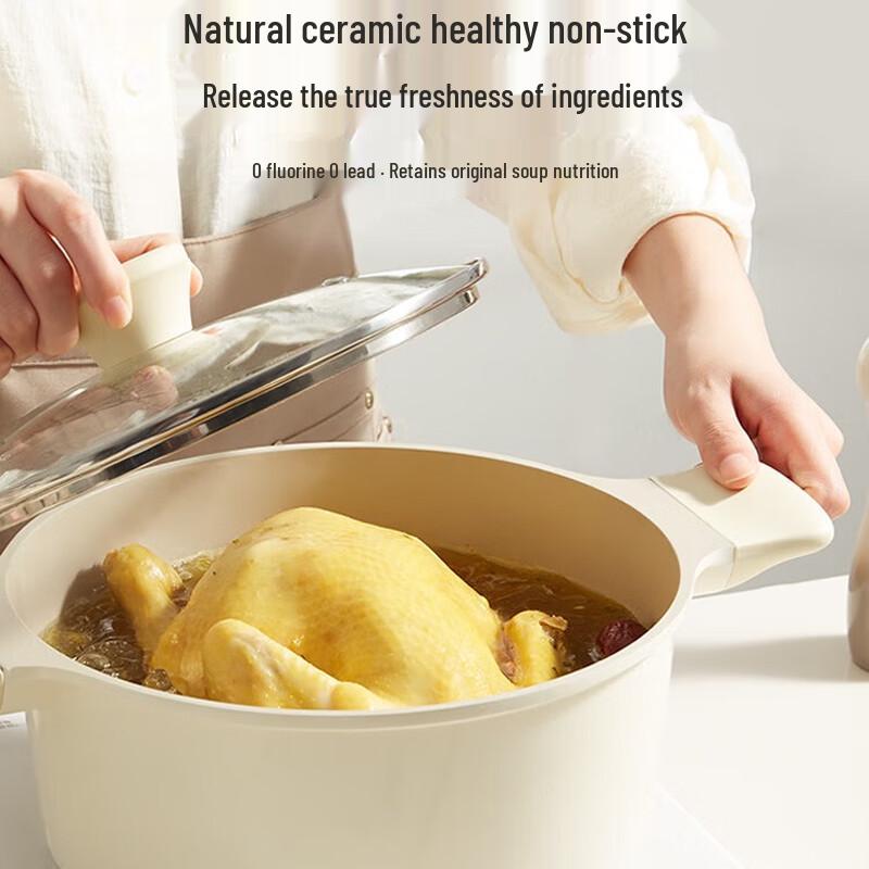 Red Chef Ceramic Non-stick Soup Pot with Lid