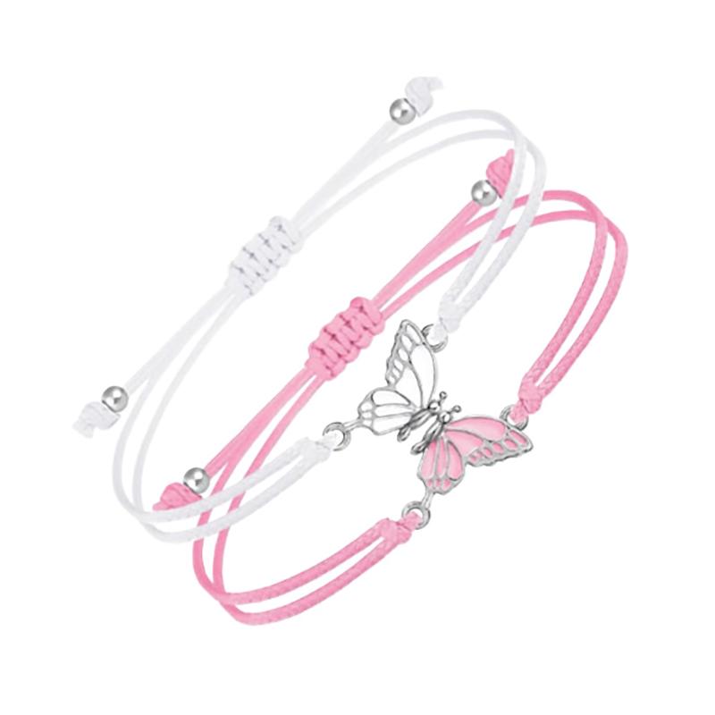 1 пара регулируемых браслетов с бабочками для женщин и мужчин, плетеные браслеты ручной работы, ювелирные аксессуары, подарки