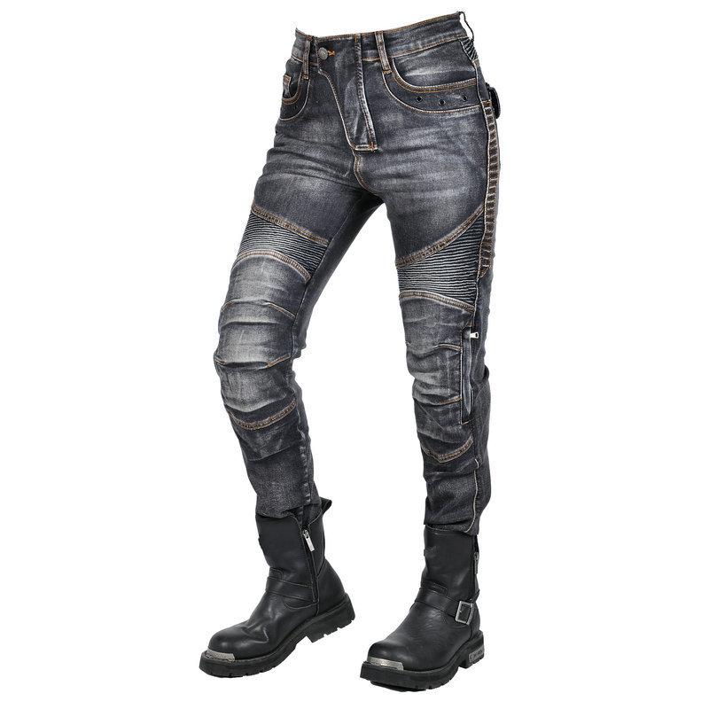 VOLERO+Motorcycle Wash Jeans Women's Vintage Motorcycle Casual Riding Pants+Kevlar Anti Wear And Anti Drop