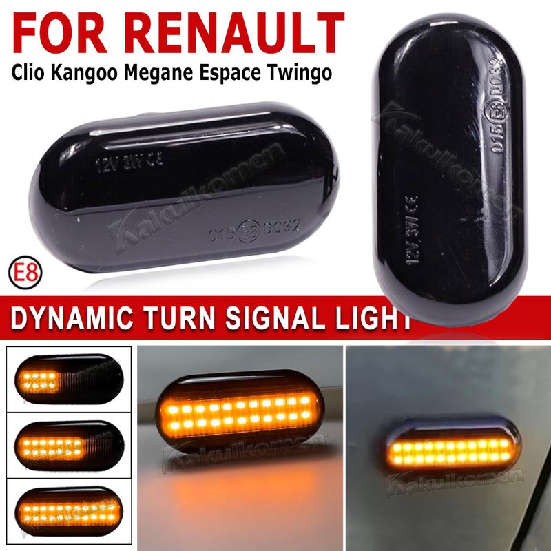 LED Dynamic Side Marker Turn Signal Lights 2Pcs For Renault Clio 1 2 MEGANE ESPACE TWINGO MASTER Nissan Opel Mercedes-Benz Smart