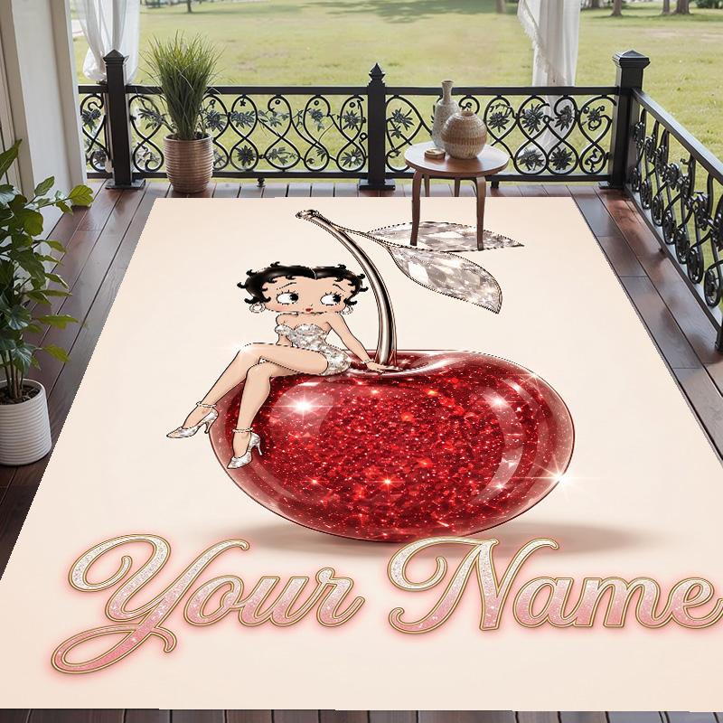 Custom Text Betty Boop Pattern Floor Rug Soft Indoor Carpet Mat Living Room Bedroom