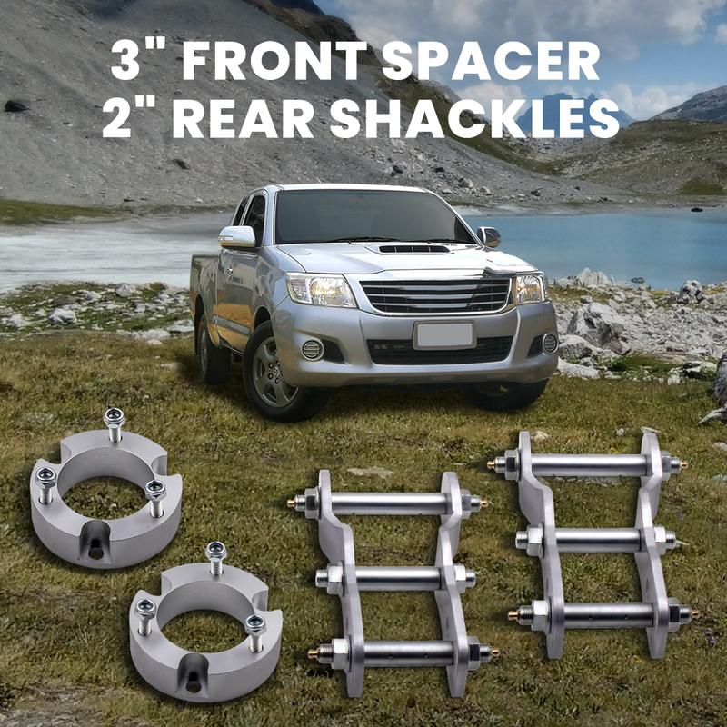 Лифт-комплект 3 дюйма спереди, 2 дюйма сзади для Toyota Hilux Vigo 4WD. Проставочные чашки стоек, серьги.