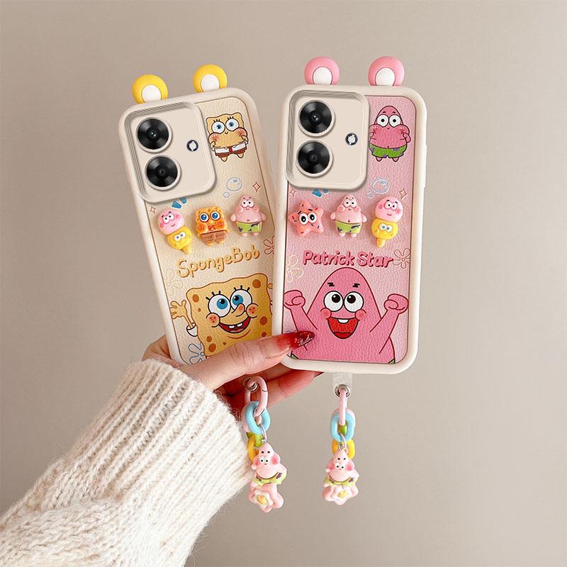 KEYSION Чехол Cute Ear 3D Cartoon для Realme Note 60 с браслетом, силиконовый противоударный чехол для телефона OPPO Realme Note 60X
