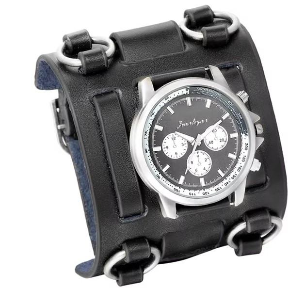 Мужские панк-рок готические винтажные ретро часы с широким ремешком, мужские часы, кожаный браслет, кварцевые, военные мужские наручные часы