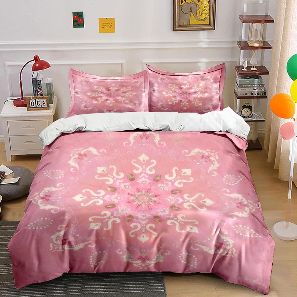 "Floral Mandala Art Decor Set" Bedding Set with 1 Duvet Cover 2 Pillowcases Single Double King Queen, Gift