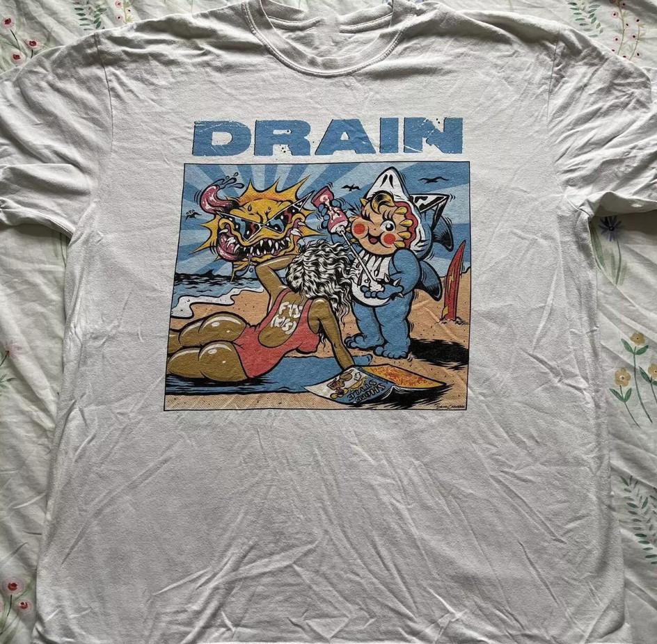 Drain Band White Cotton Short Sleeve all Size Unisex T-Shirt
