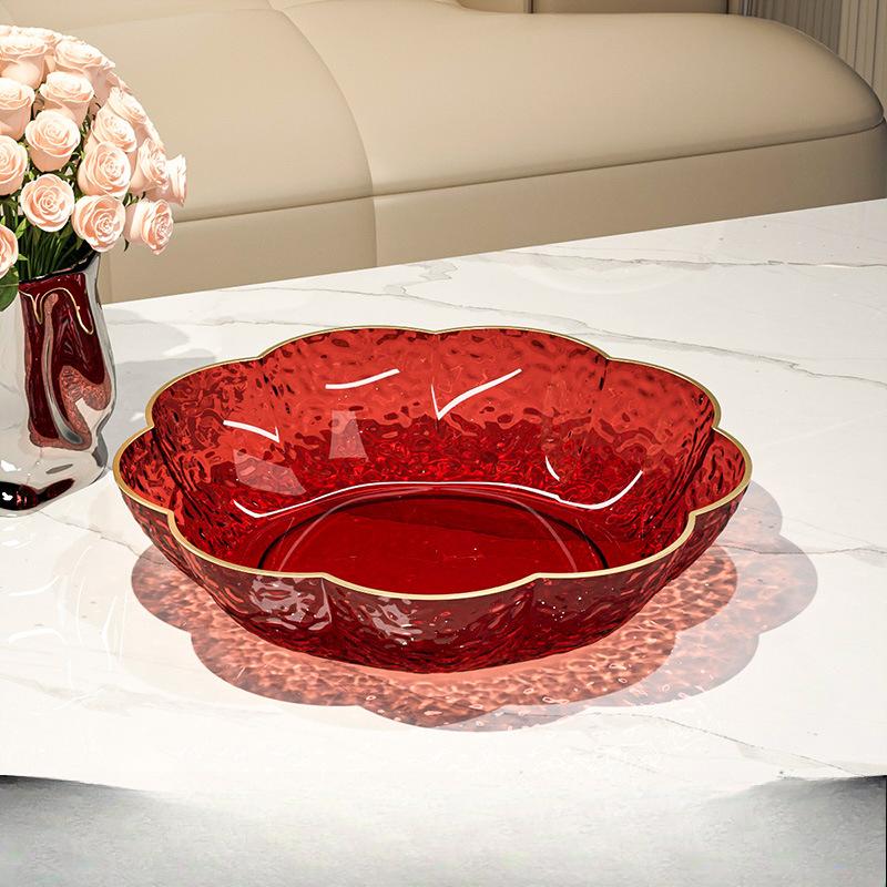 Новый поднос для фруктов из ПЭТ-материала, поднос для закусок, китайский домашний ежедневный обеденный кухонный поднос для фруктов в форме цветка