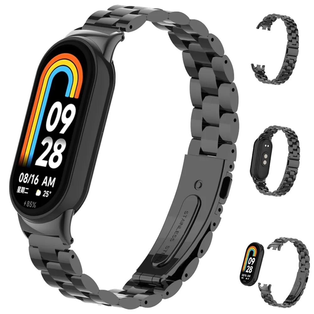 Strap for Mi Band 8 Bracelet Metal Wristband for Xiaomi Mi Band 8 NFC Stainless Steel Correa Miband 8 Replacement Accessories