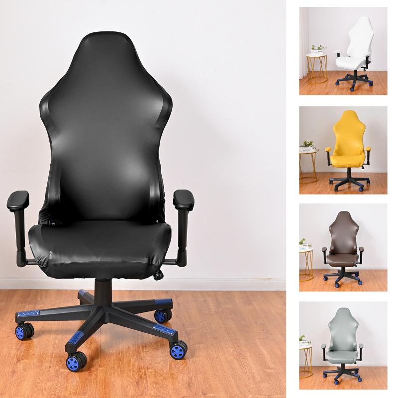 Waterproof PU Leather Slip Covers Game Chair Cover Office Elastic Chair Monochrome Armchair Cover Computer Chair Learning Game Room