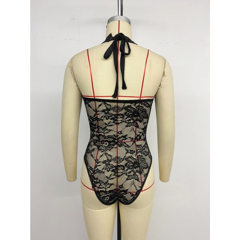Женские новые элегантные и сексуальные кружевные облегающие комбинезоны с вырезом-стойкой и V-образным вырезом для вечеринок в клубе