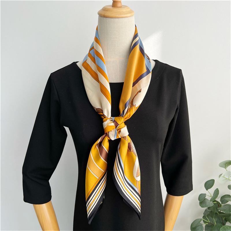 88*88 см квадратный шелковый шарф женский модный принт маленький шейный платок офисный женский пояс для волос носовой платок женский платок шаль