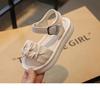 Girls Pleated Sandals Simple Open Toes Kids Princess Mary Janes Shoes for Party Wedding Children Summer Beach Shoes Thick Bottom