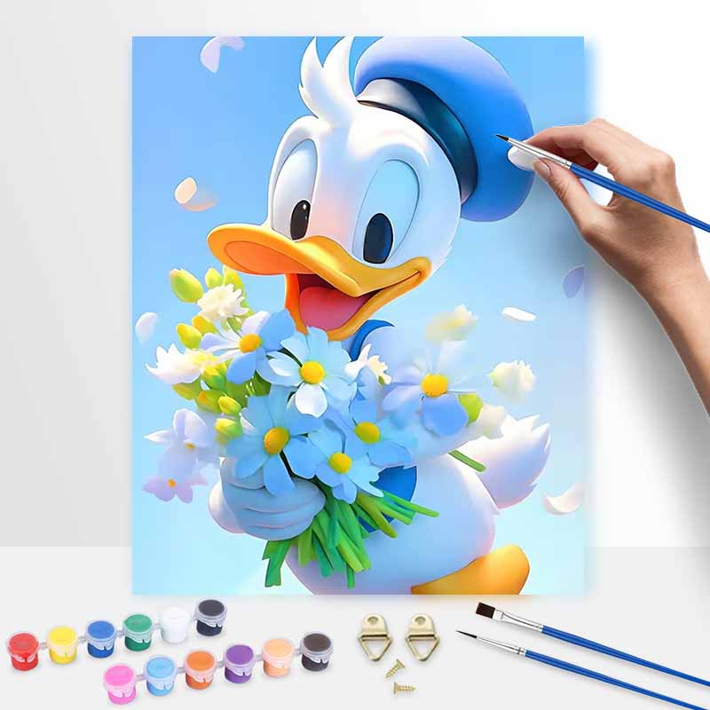 Disney Дональд Дак Цветы Раскраска по номерам Набор Холст для рисования DIY Картина Декор для дома Современное искусство на стену Подарок Для взрослой Комнаты Декор Хобби