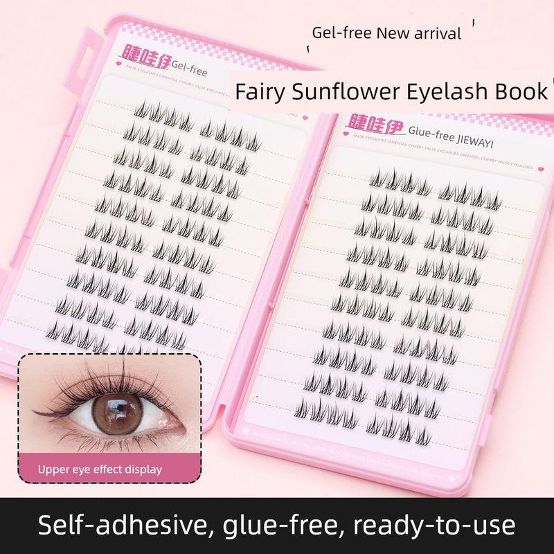 Glue-Free Fake Eyelashes 2025 New Arrival Camellia Fairy Style Little Sun Flower Female Suitable for Novice Soft Natural Simulation