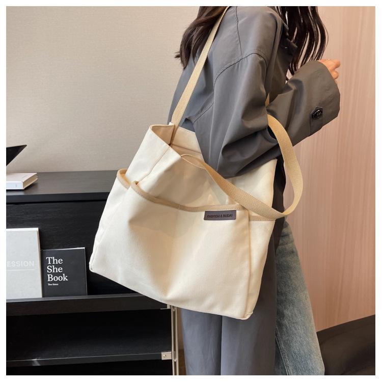 Большая вместительная холщовая сумка-тоут, женская сумка, студенческая сумка через плечо для студентов колледжа