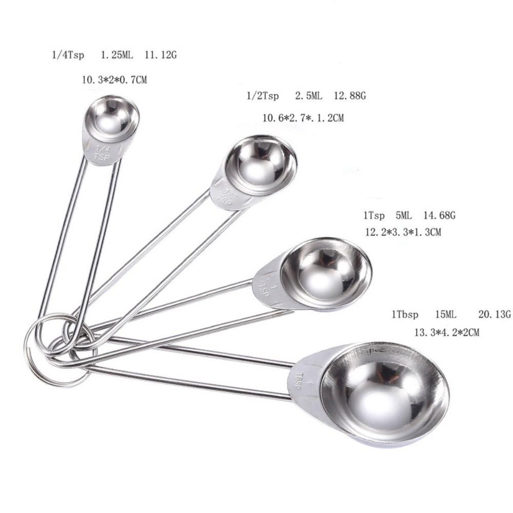 Engraved Mark Measuring Spoons Stainless Steel Baking Measure Scoop Measuring Cups Kitchen Prep