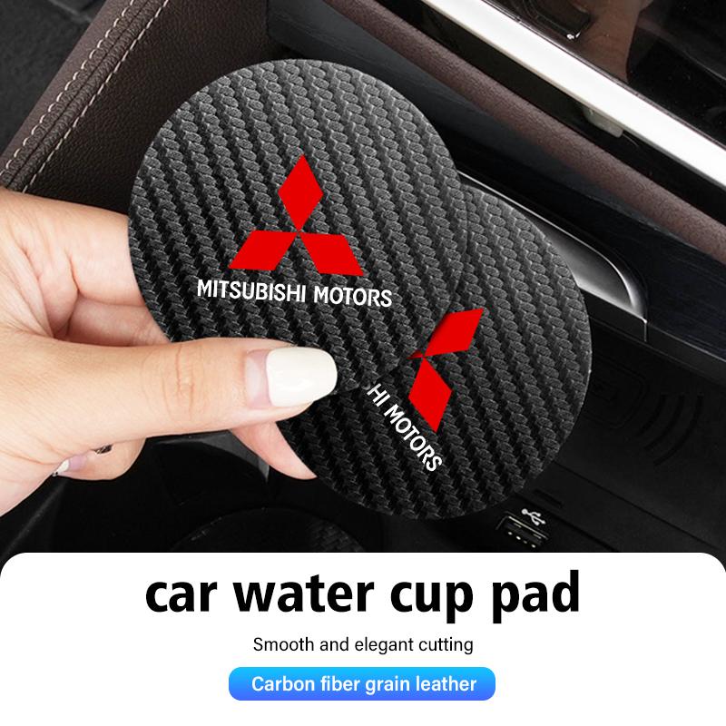 2Pcs Car Coasters Water Cup Holder Pads Anti Slip Accessories For Mitsubishi Outlander Lancer Cross Colt Xpander Mirage Attrage