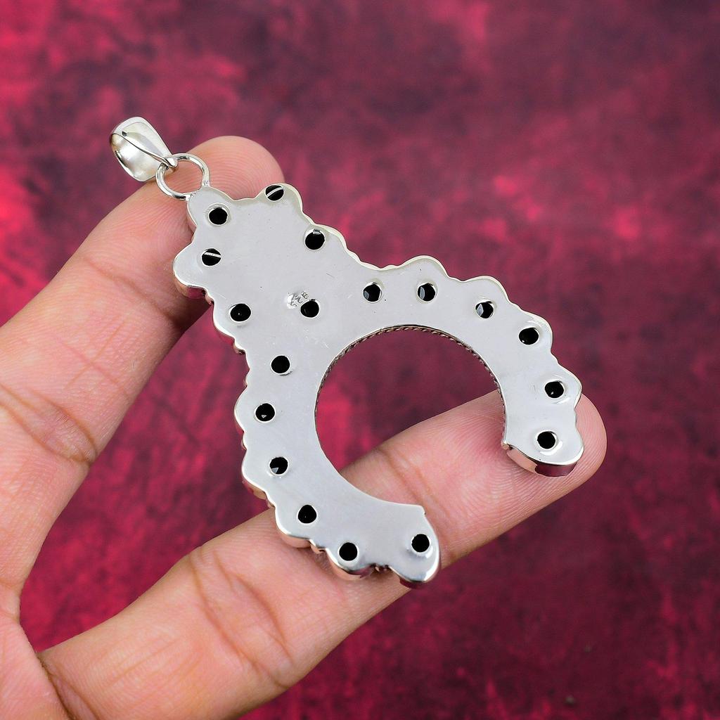 Подвеска из черной шпинели, ювелирные изделия из цельного серебра 925 пробы с драгоценными камнями, подвеска ручной работы, на День благодарения