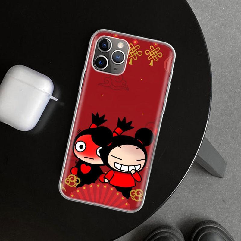 Милый Мультяшный Чехол-Крышка Pucca Garu для iPhone 11 12 13 Mini 14 15 Plus 16 Pro Max 17 Air 7 8 + SE Художественный Индивидуальный Fundas 11