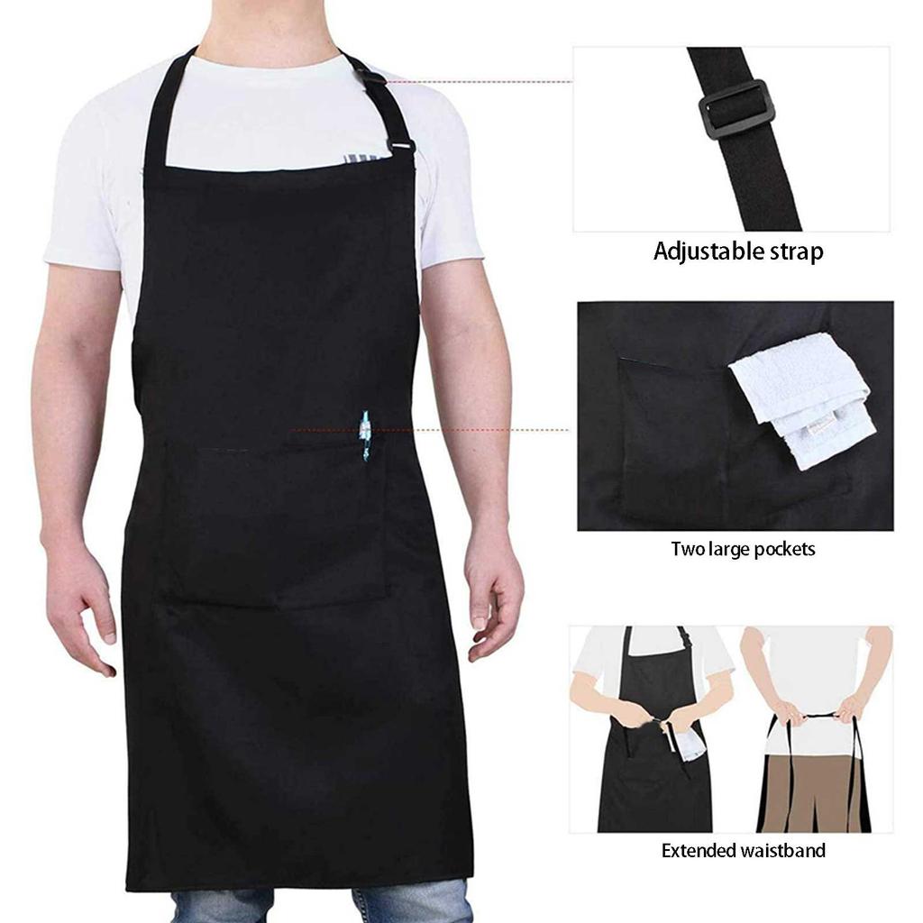 1PC Kitchen Apron With Pockets For Men Women Oil Stain Resistant