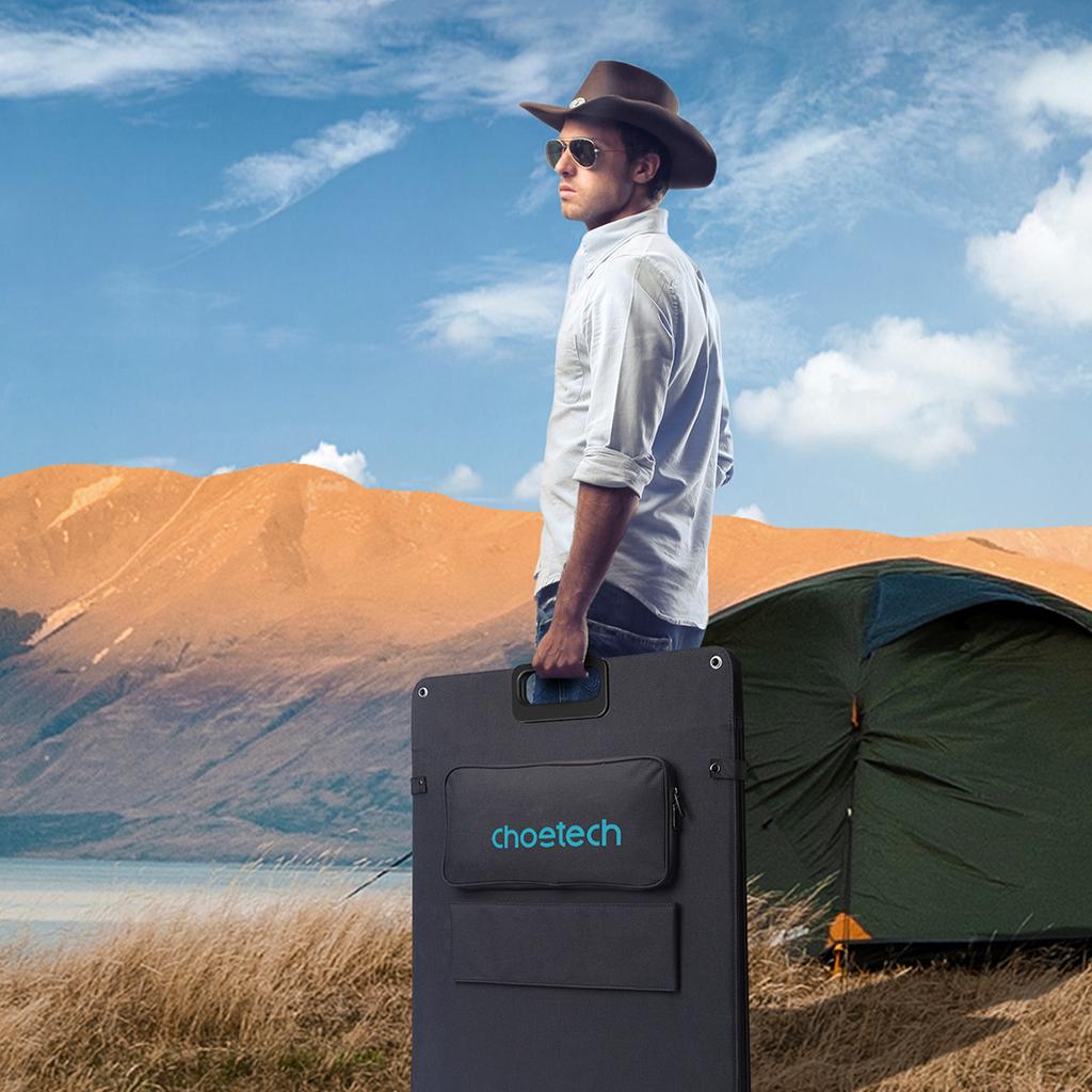 Солнечное зарядное устройство Choetech SC011 200 Вт, портативная солнечная панель - черный