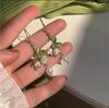 Корейские серебряные серьги-тюльпаны с кристаллами и жемчугом - элегантный, простой дизайн для женщин