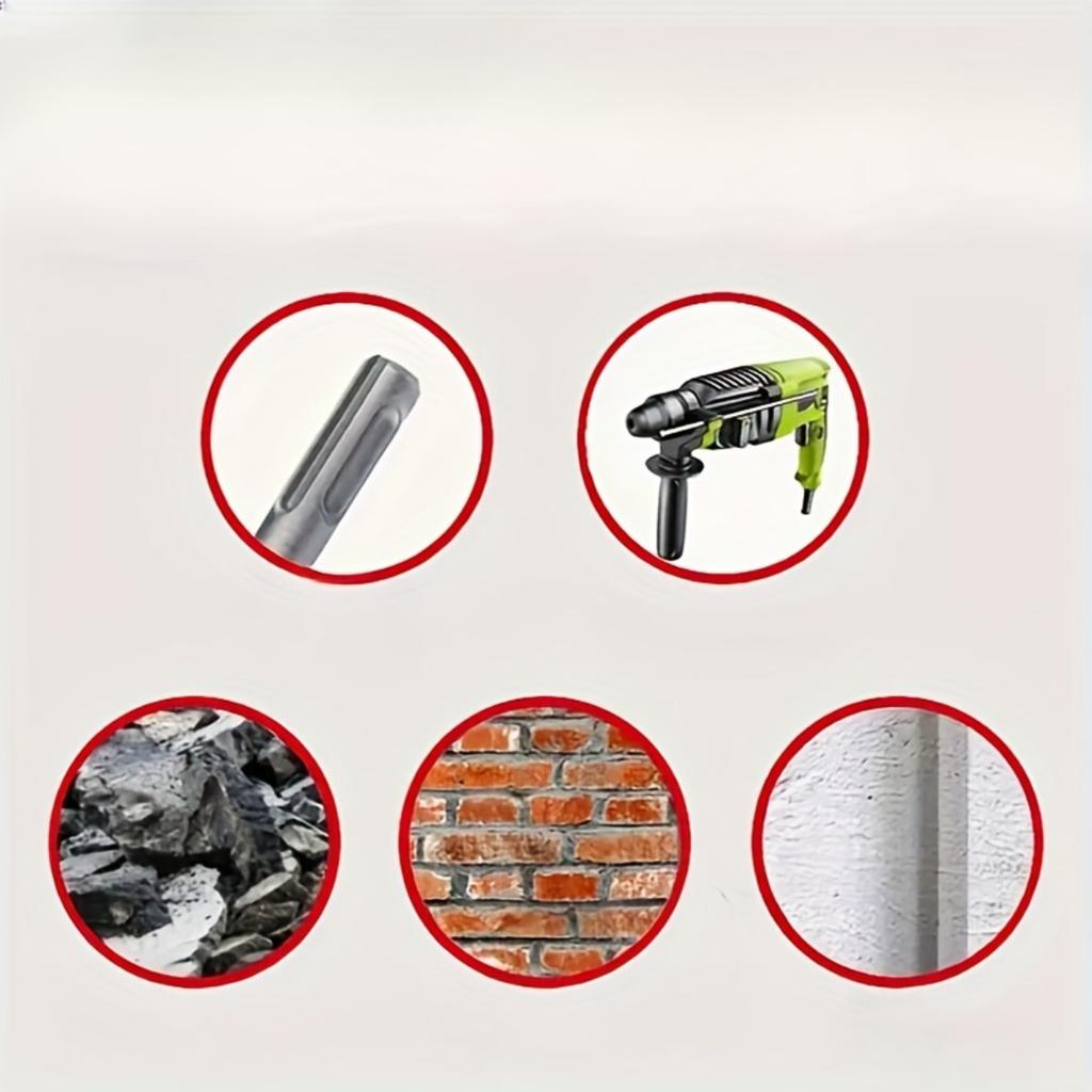 Набор из 3 зубил SDS PLUS — прочная сталь, круглые и квадратные хвостовики, плоские и U-образные, удлиненные для ударного сверления, совместимы с электрическим молотком, идеально подходят для