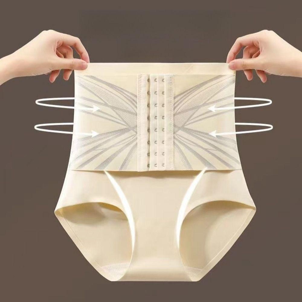 Высокая талия Корректирующее белье для похудения с пряжкой Трусы с утягивающим эффектом Бесшовные трусики для женщин Коррекция фигуры