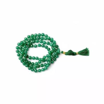 Чётки из Зелёного Агата: для гармонизации Меркурия (108 шариков), Green Hakik (Agate) Mala For Budha And Healing, Kalyan Puja