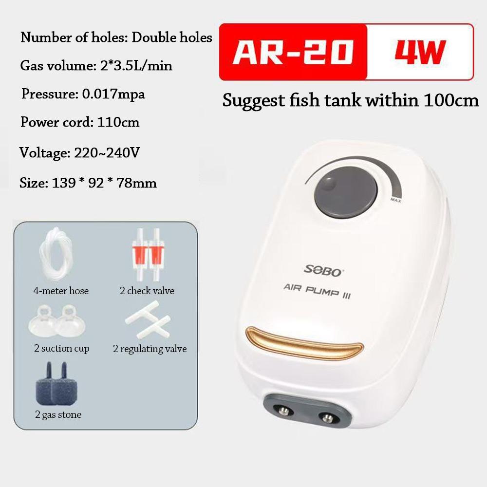Ultra Silent Aquarium Air Pump Silent Operation Adjustable Automatic Mute Aerator Pump Low Noise 4W/6W/10W Small Oxygenator