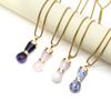Natural Stone Necklace Rose Quartz/Amethyst Irregular Necklace Pendant For Women Birthday Gift Chain 60 CM